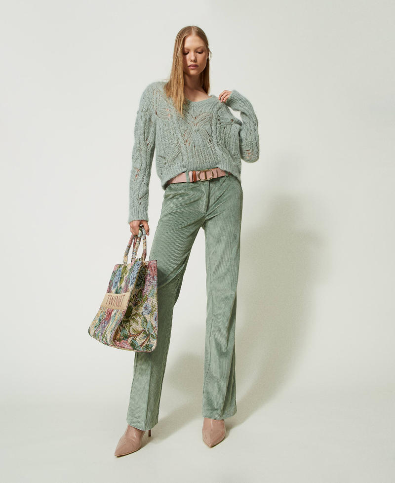 Straight corduroy trousers "Natural Sage&rdquo; Green Woman 232TT2364_11060_01