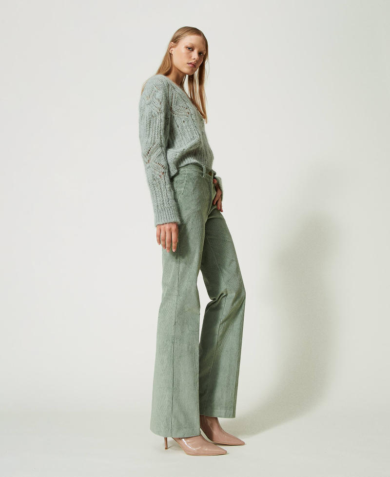 Straight corduroy trousers "Natural Sage&rdquo; Green Woman 232TT2364_11060_02