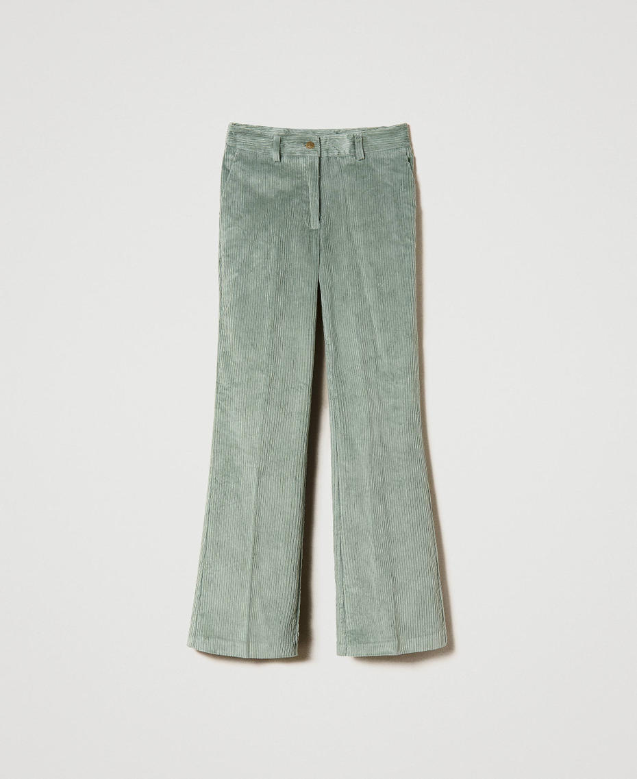 Straight corduroy trousers "Natural Sage&rdquo; Green Woman 232TT2364_11060_S0