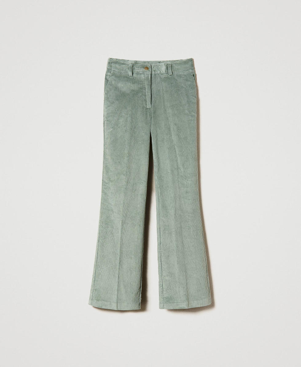 Pantalon droit en velours c&ocirc;tel&eacute; Vert &laquo;&thinsp;Natural Sage&thinsp;&raquo; Femme 232TT2364_11060_S0