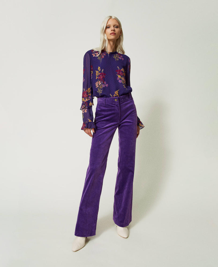 Straight corduroy trousers Dark Lavender Woman 232TT2364-01