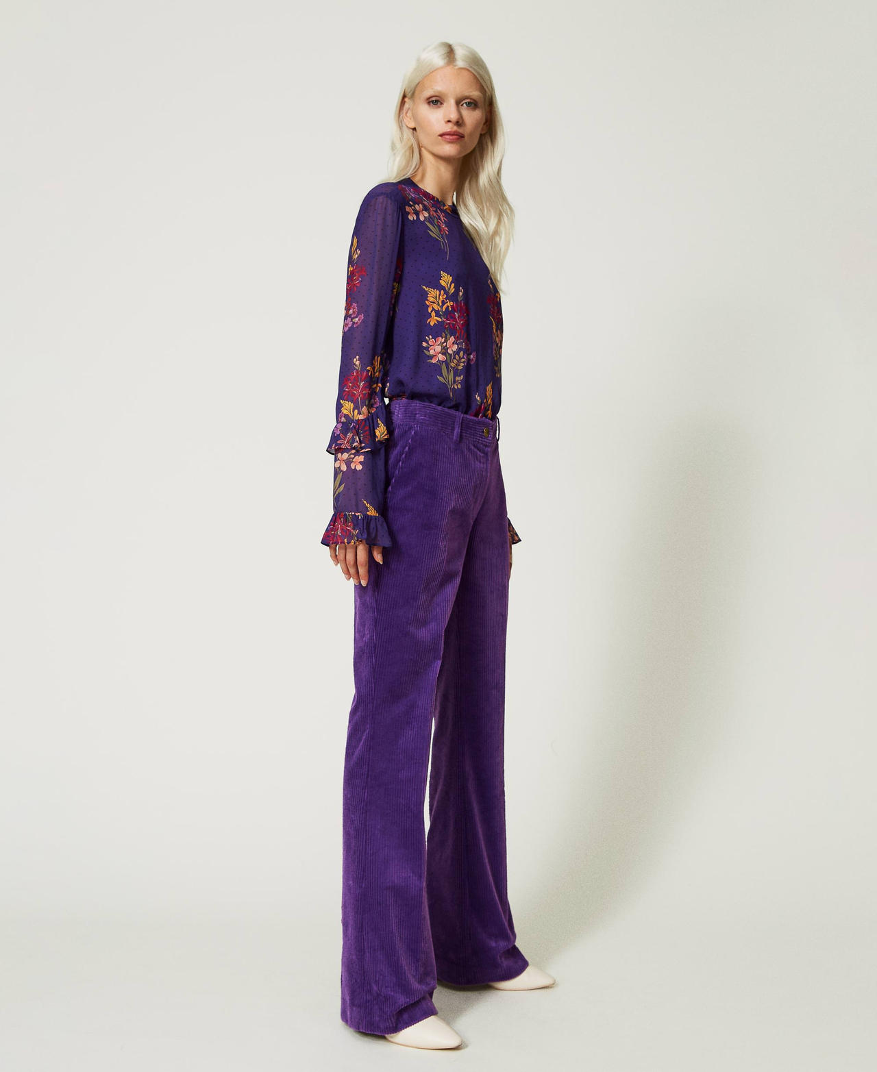 Pantaloni donna 237 in velluto Ottanio