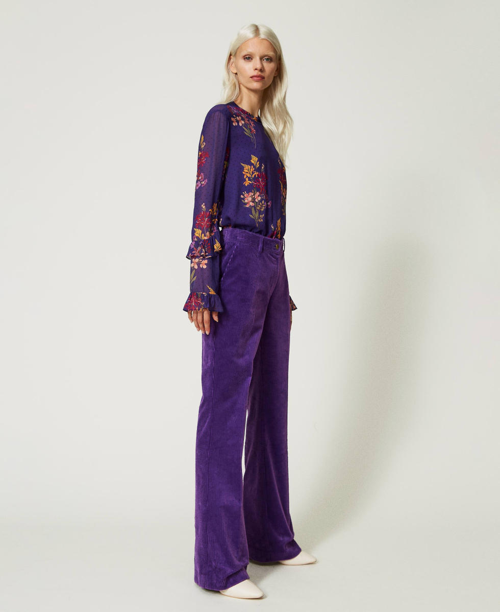 Pantalon velours violet femme online