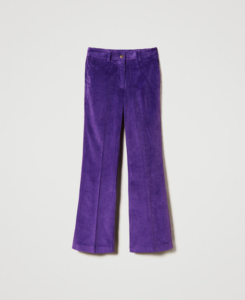 Gerade geschnittene Hose aus Cordsamt Dunkles Lavendel Frau 232TT2364-0S