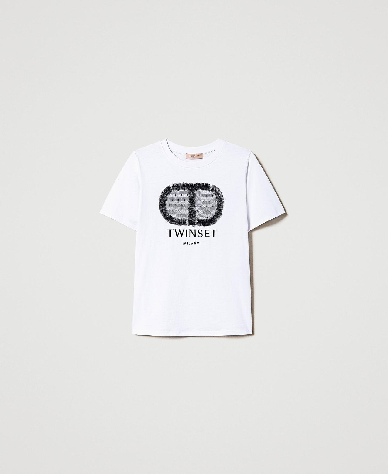 Regular t-shirt with Oval T and lace