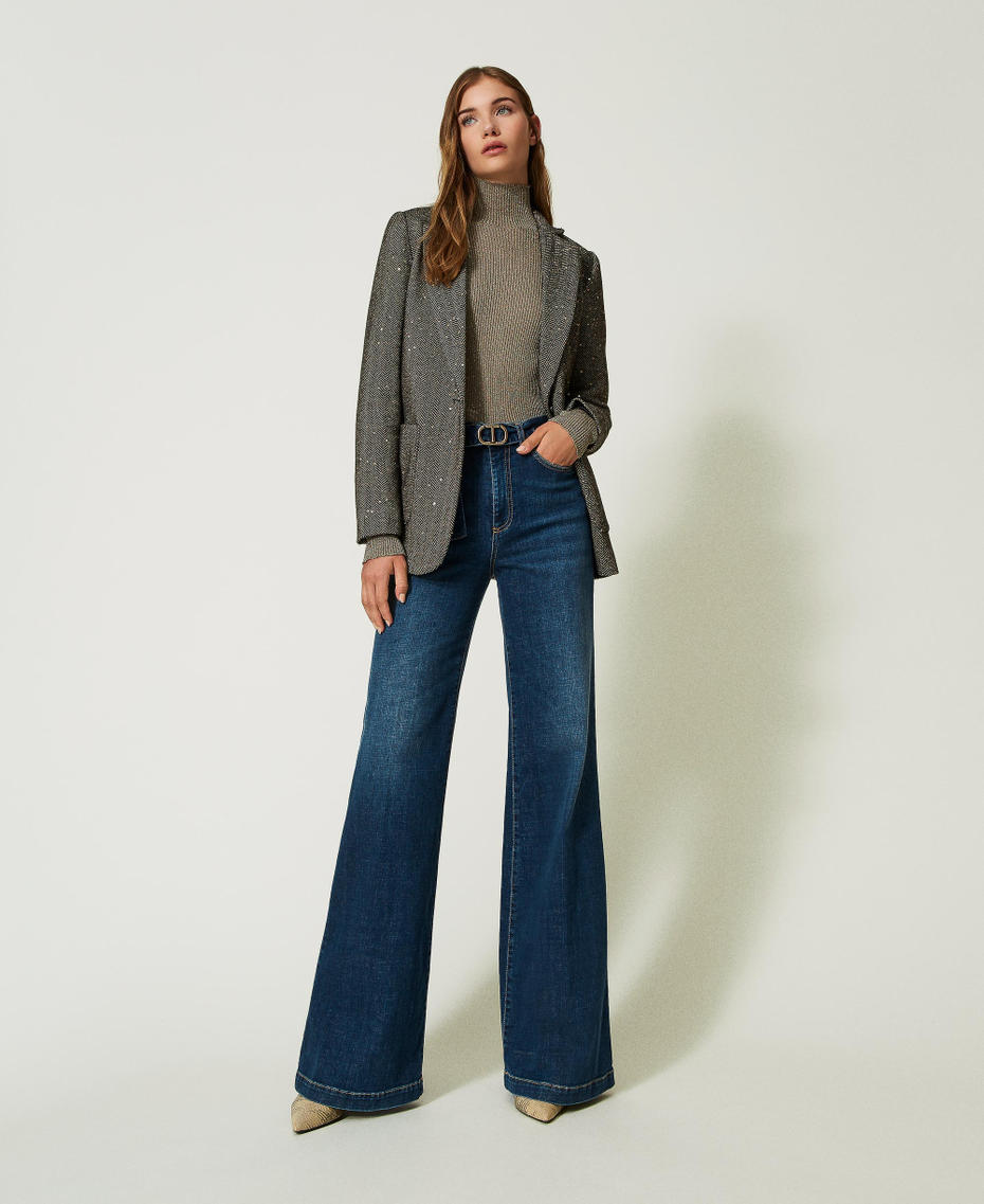 Wide leg jeans with belt Denim Woman 232TT242A-01