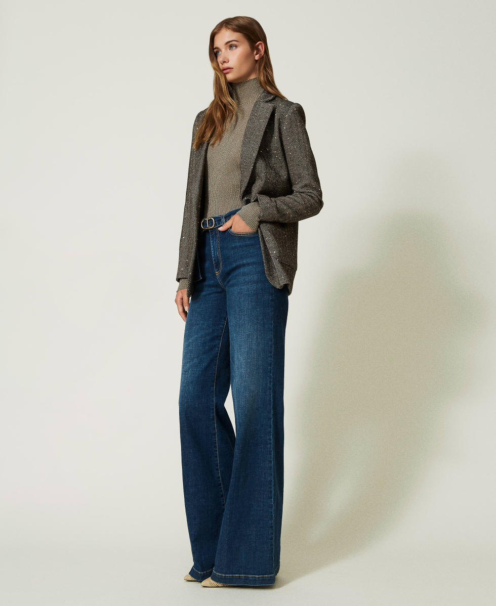 Jeans with upper belt discount