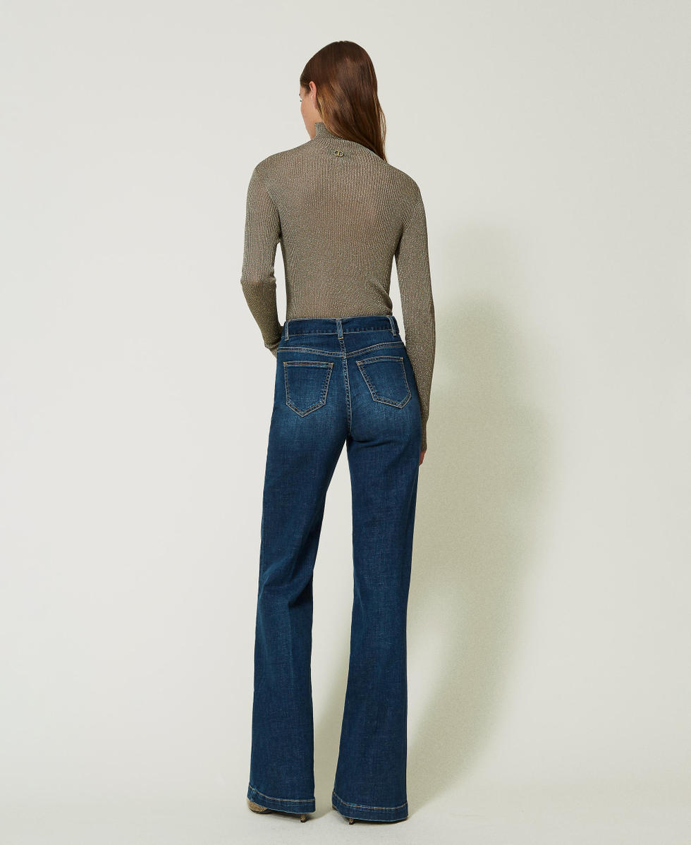 Wide leg jeans with belt Woman Blue TWINSET Milano