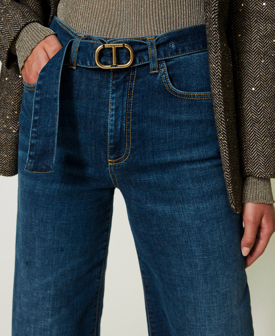 Wide leg jeans with belt Denim Woman 232TT242A-04