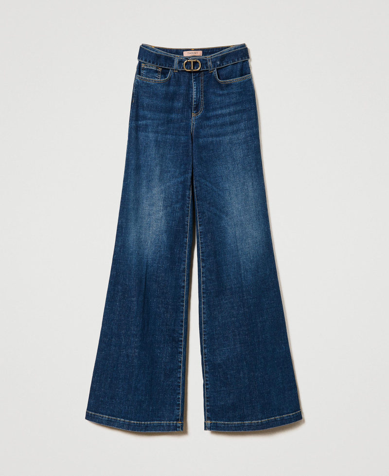 Wide leg jeans with belt Denim Woman 232TT242A-0S