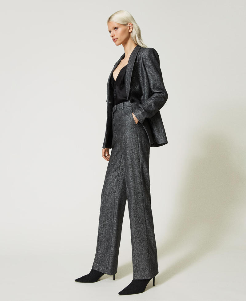 Lurex and wool blend trousers Black / Lurex Herringbone Woman 232TT2451-02