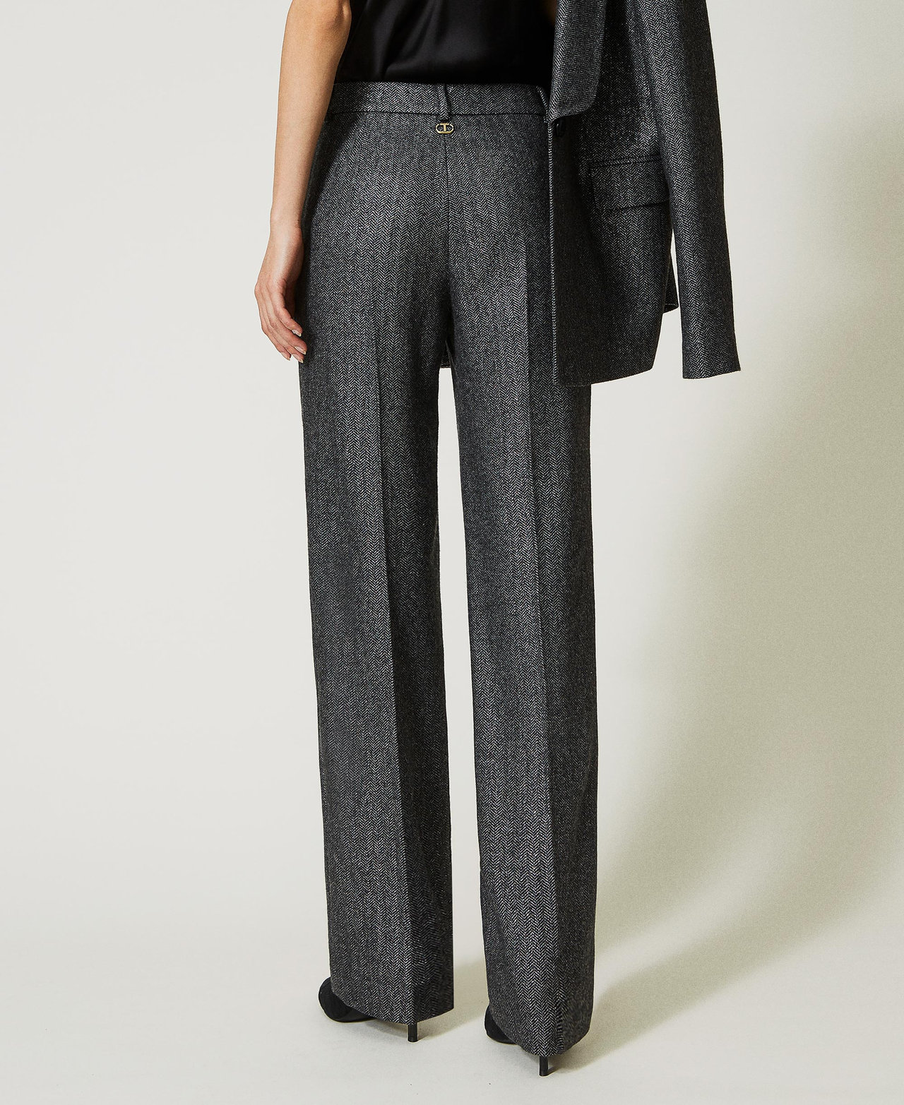 Lurex and wool blend trousers