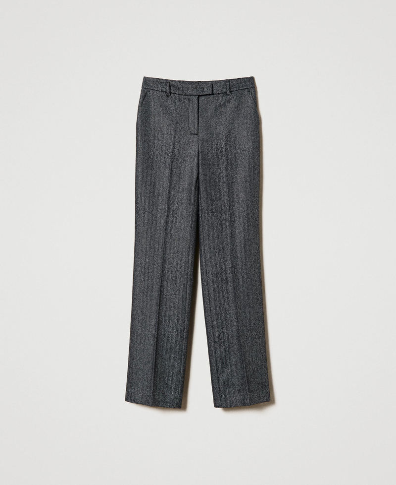 Lurex and wool blend trousers Black / Lurex Herringbone Woman 232TT2451-0S