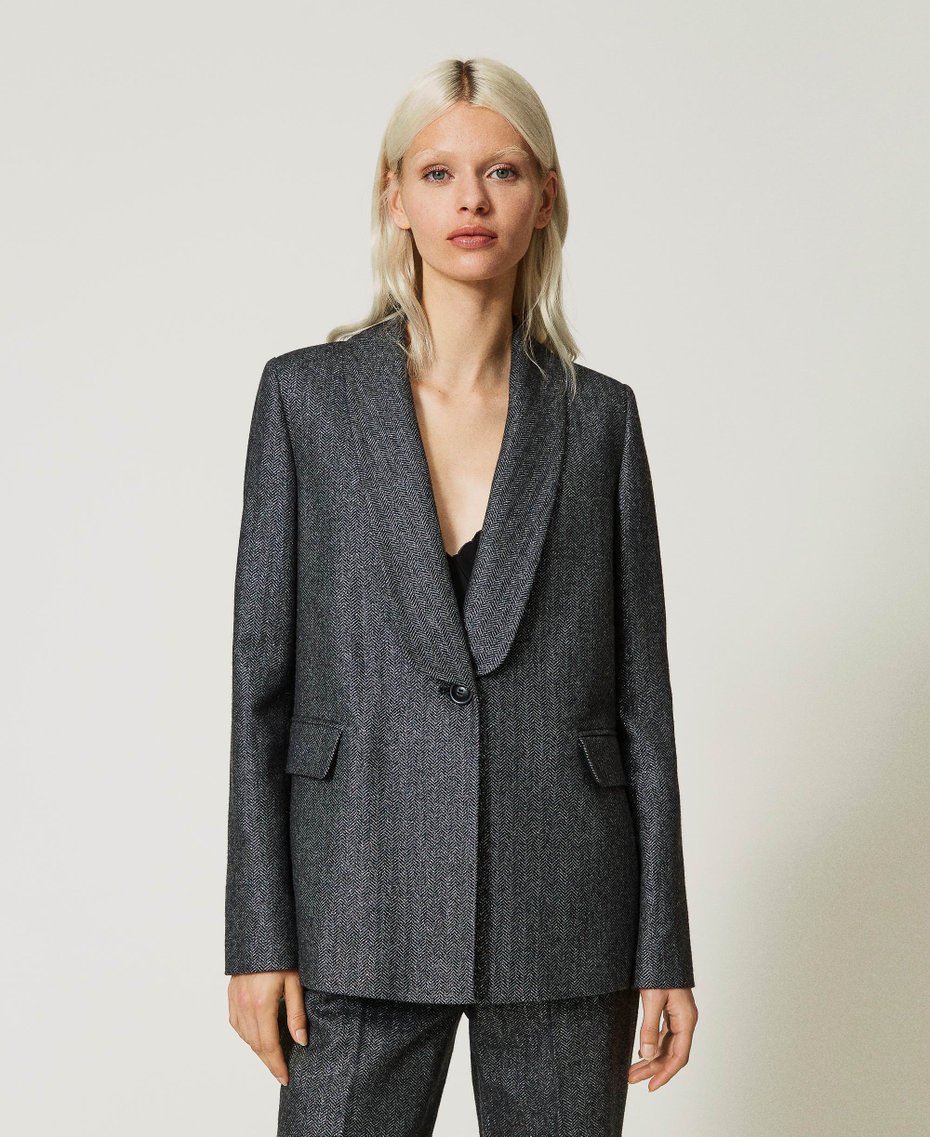 Blazer en mélange de laine et lurex
