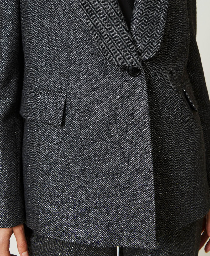 Lurex and wool blend blazer Black / Lurex Herringbone Woman 232TT2453-05