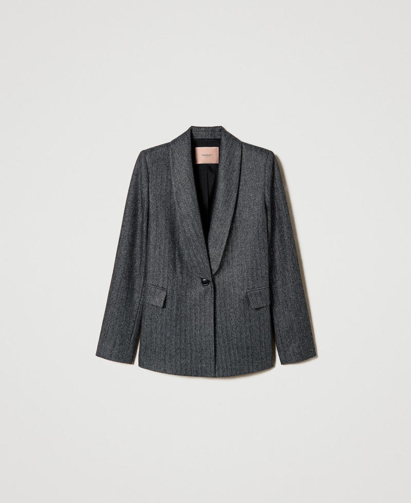 Lurex and wool blend blazer Black / Lurex Herringbone Woman 232TT2453-0S