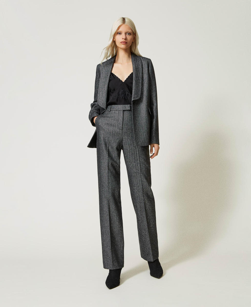 Lurex and wool blend blazer