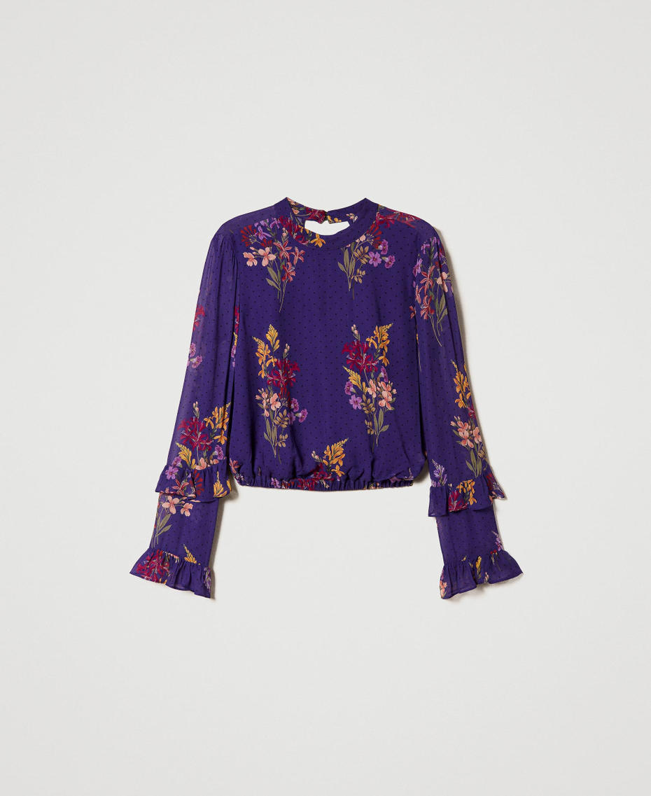 Floral georgette and polka dot blouse