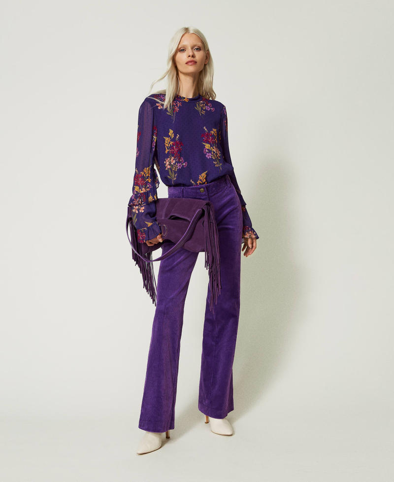 Floral georgette and polka dot blouse