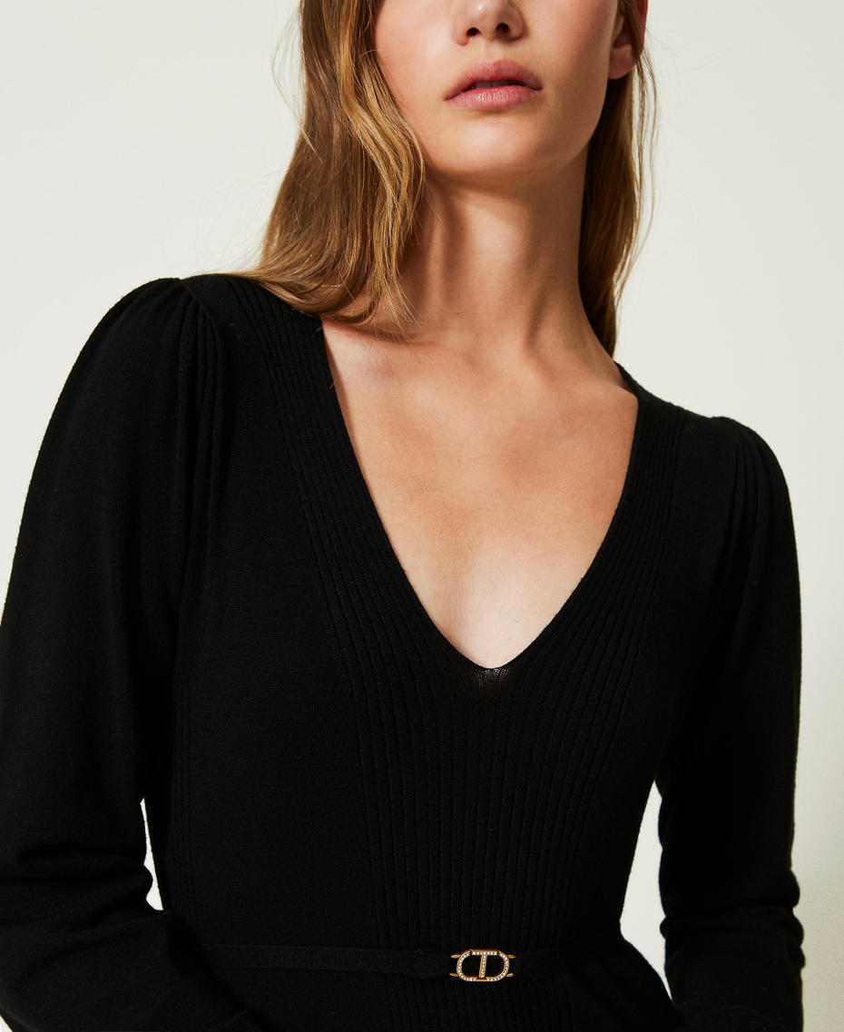 Seamless jumper with Oval T belt Black Woman 232TT3065_00006_04