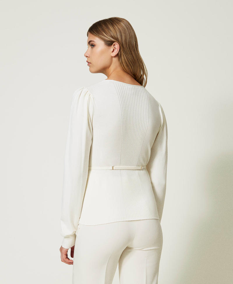 Seamless jumper with Oval T belt White Snow Woman 232TT3065-03