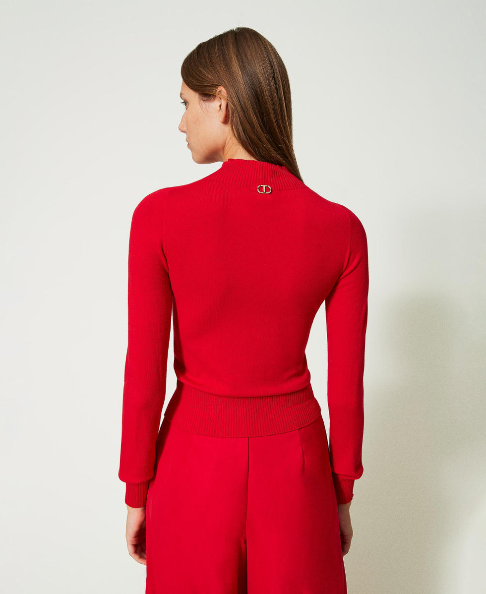 Seamless jumper with cutout Lacquer Red Woman 232TT3067_00678_03