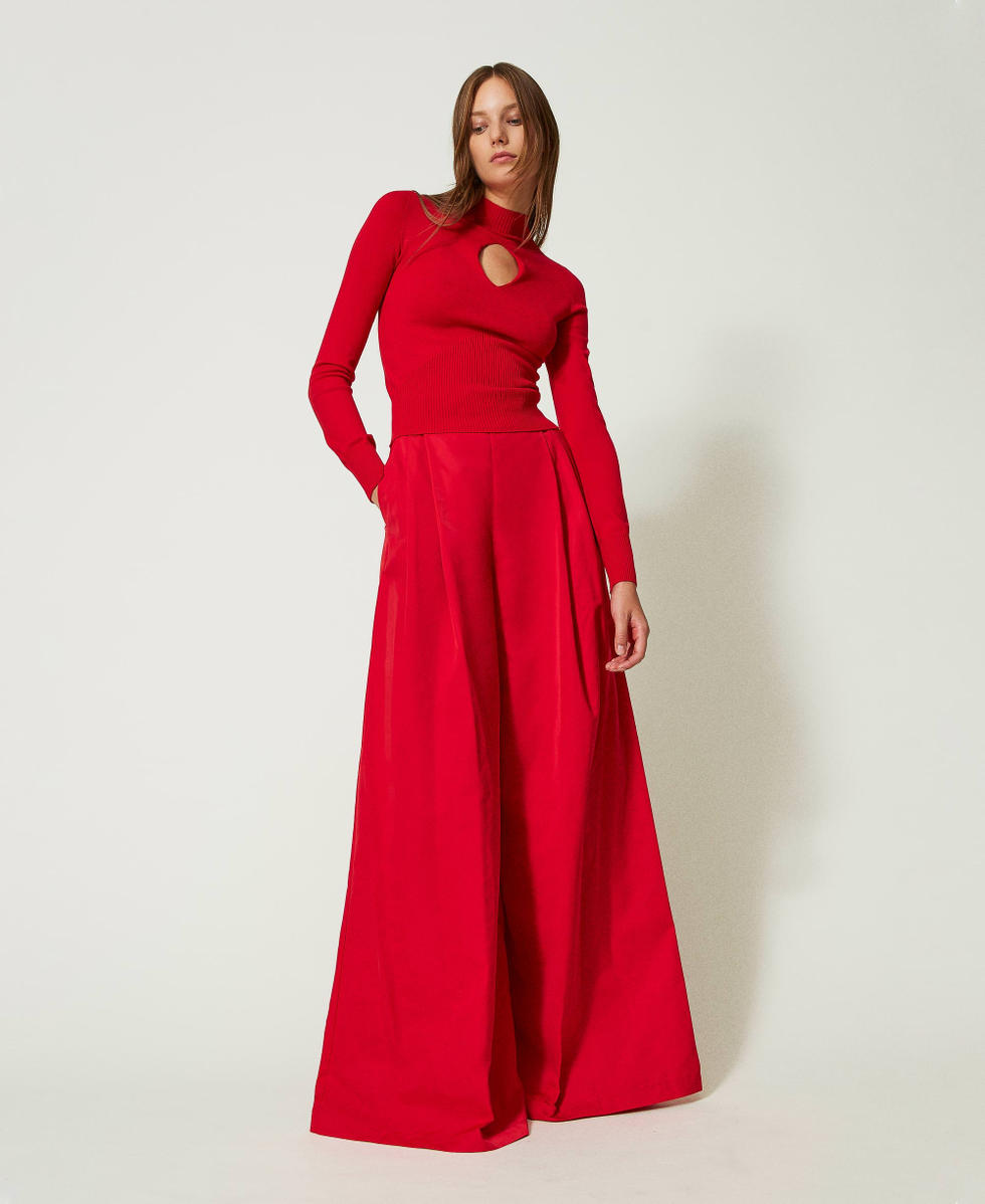 Seamless jumper with cutout Lacquer Red Woman 232TT3067_00678_T0