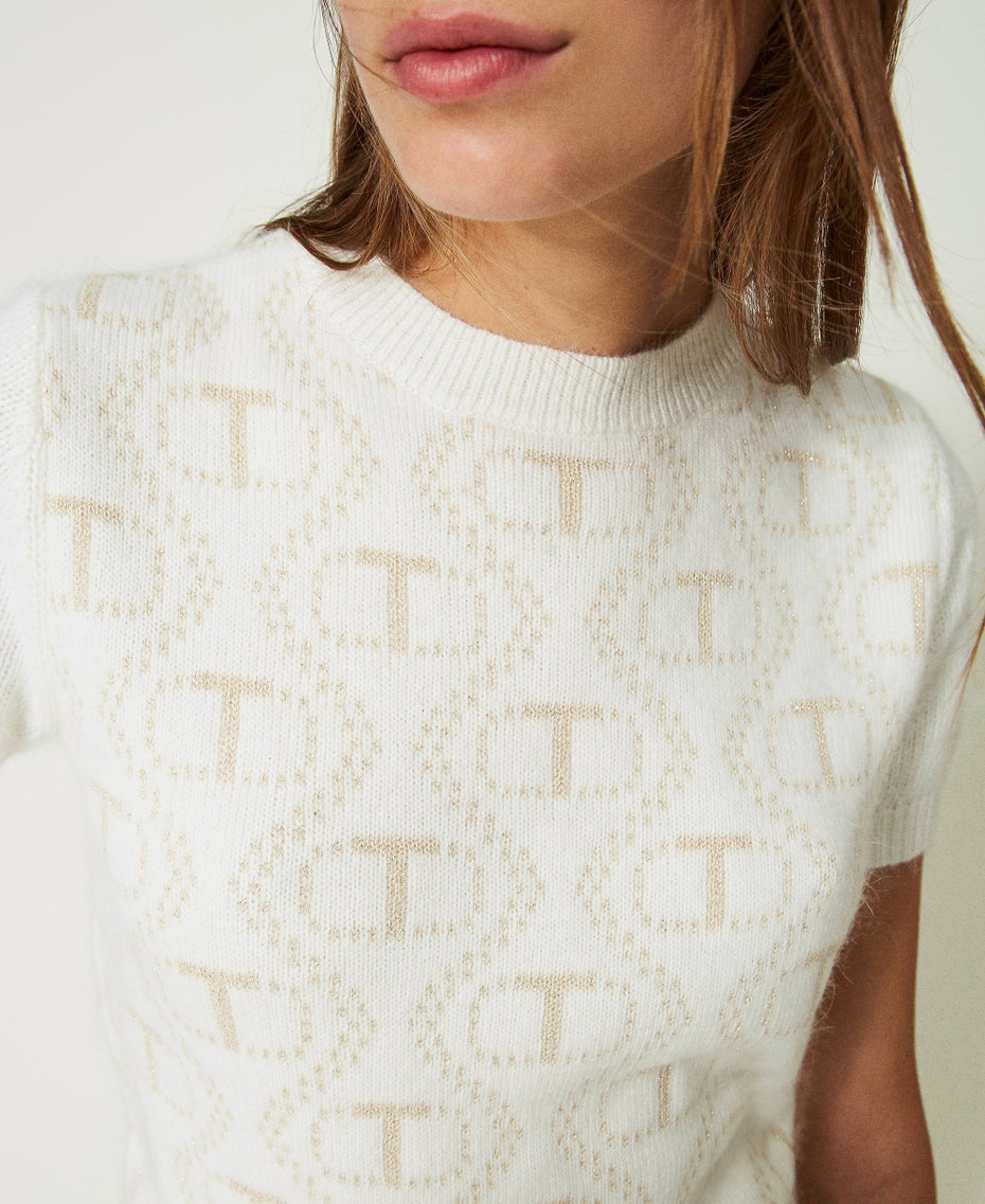 Angora and lurex jumper with Oval T