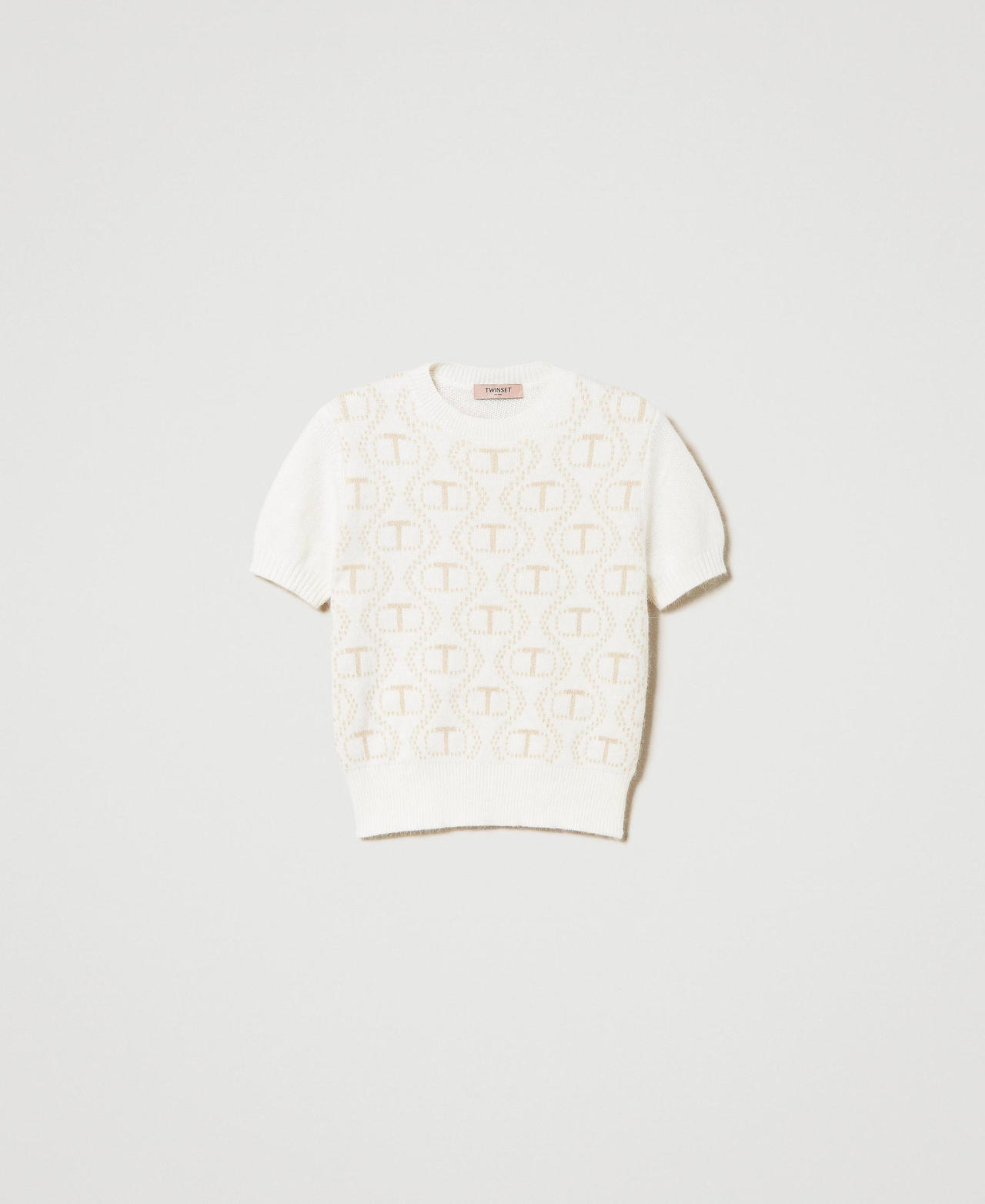 Angora and lurex jumper with Oval T