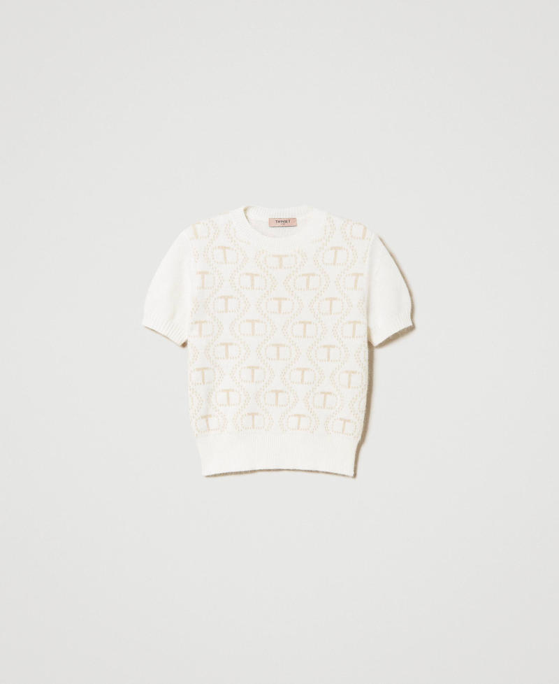 Maglia in angora e lurex con Oval T