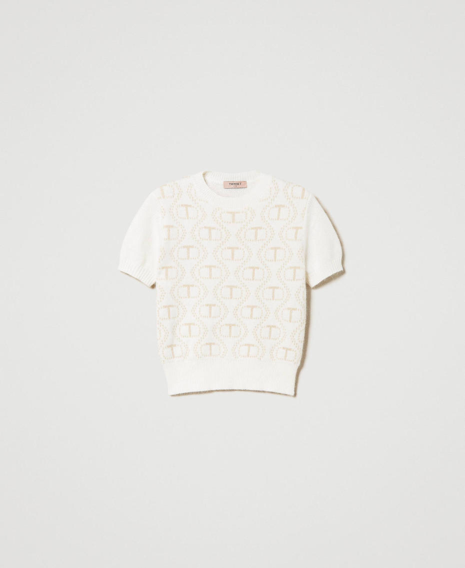 Maglia in angora e lurex con Oval T