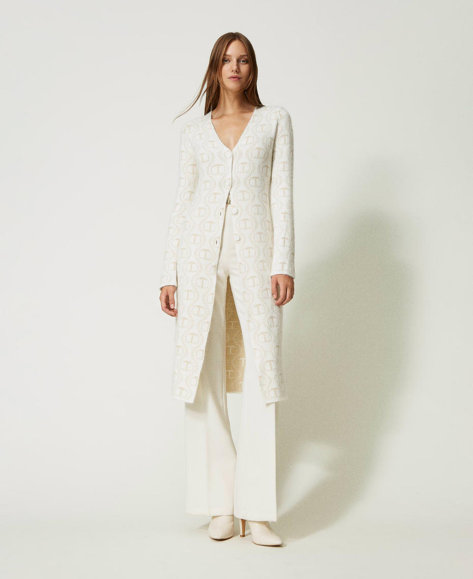 Cardigan en angora et lurex avec Oval T