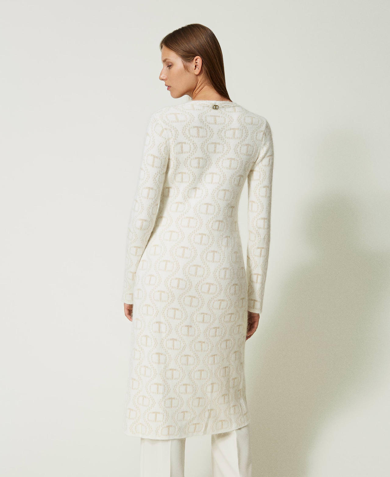 Angora and lurex cardigan with Oval T