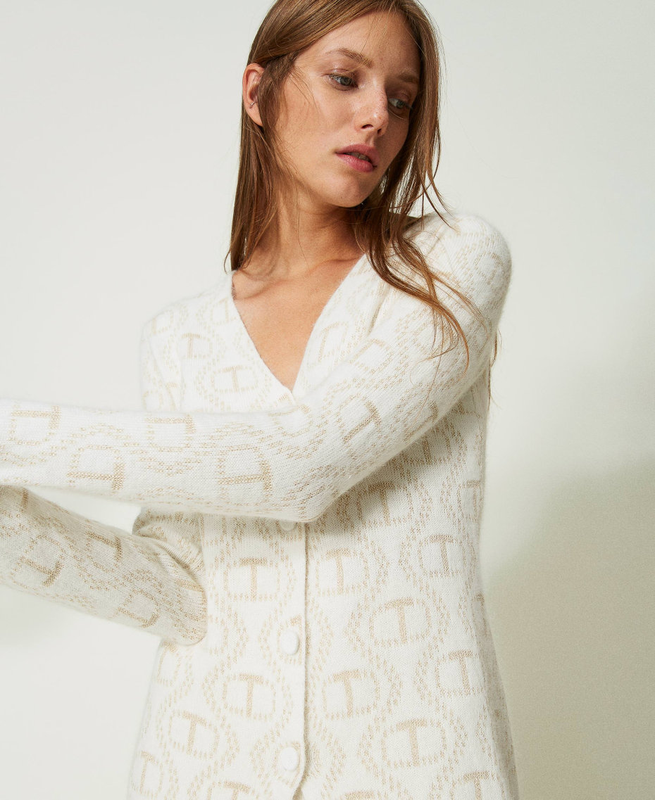 Cardigan en angora et lurex avec Oval T