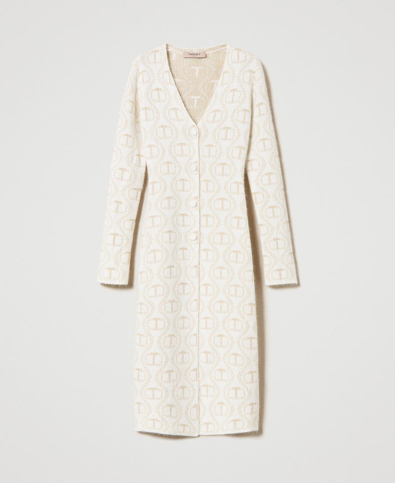 Angora and lurex cardigan with Oval T