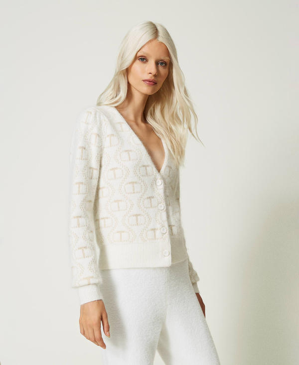 Cardigan en angora et lurex avec Oval T