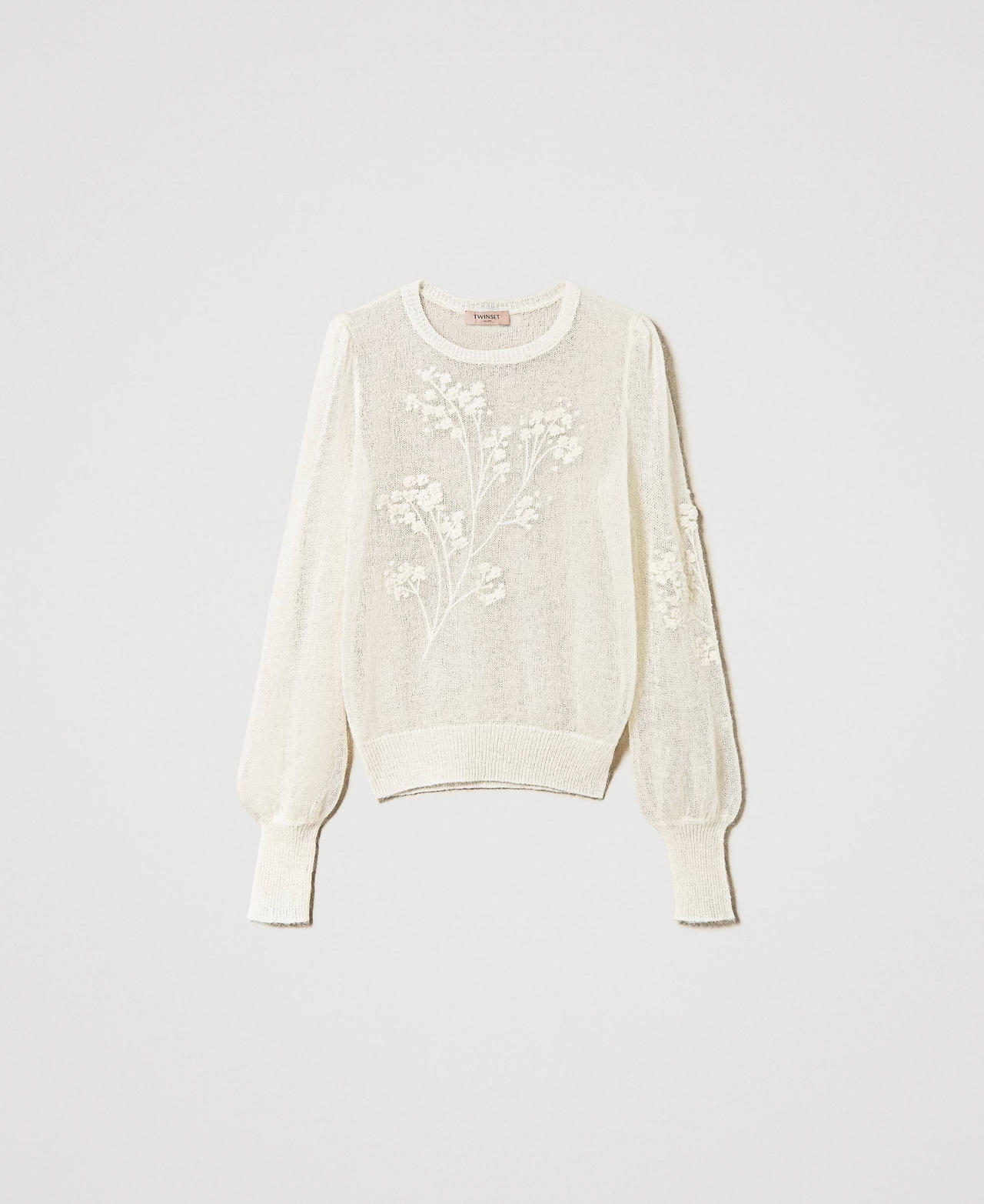 Mohair blend jumper with embroidery White Snow Woman 232TT3132-0S