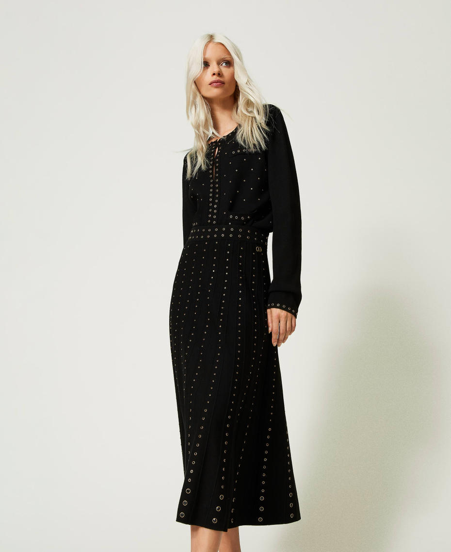 Knit midi skirt with studs