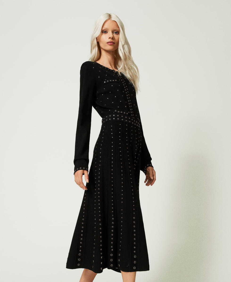 Knit midi skirt with studs