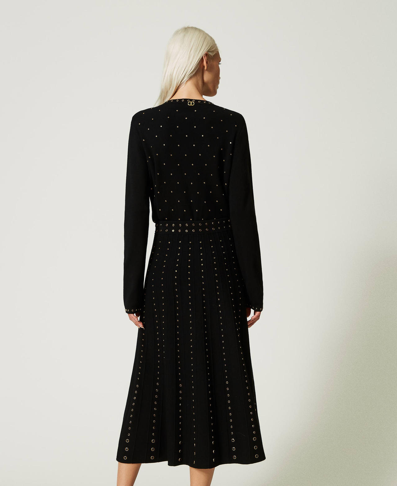 Knit midi skirt with studs