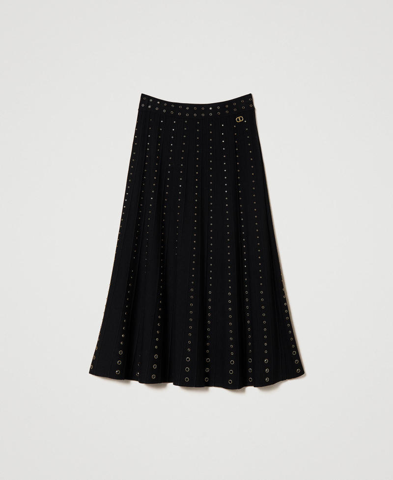 Knit midi skirt with studs Black Woman 232TT3172-0S