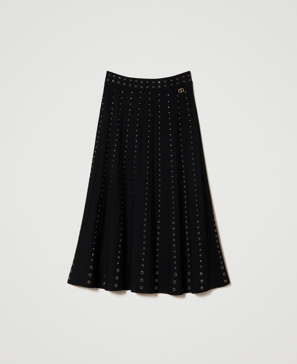 Knit midi skirt with studs