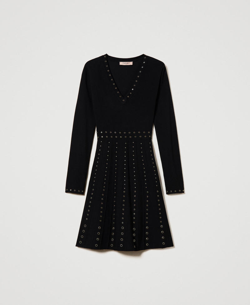 Short knit dress with studs Black Woman 232TT3173-0S