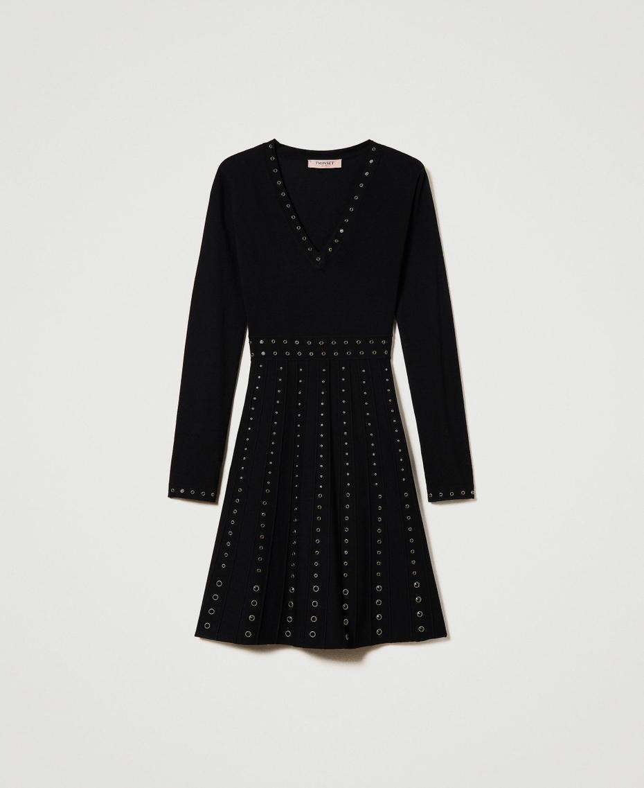 Short knit dress with studs Black Woman 232TT3173-0S