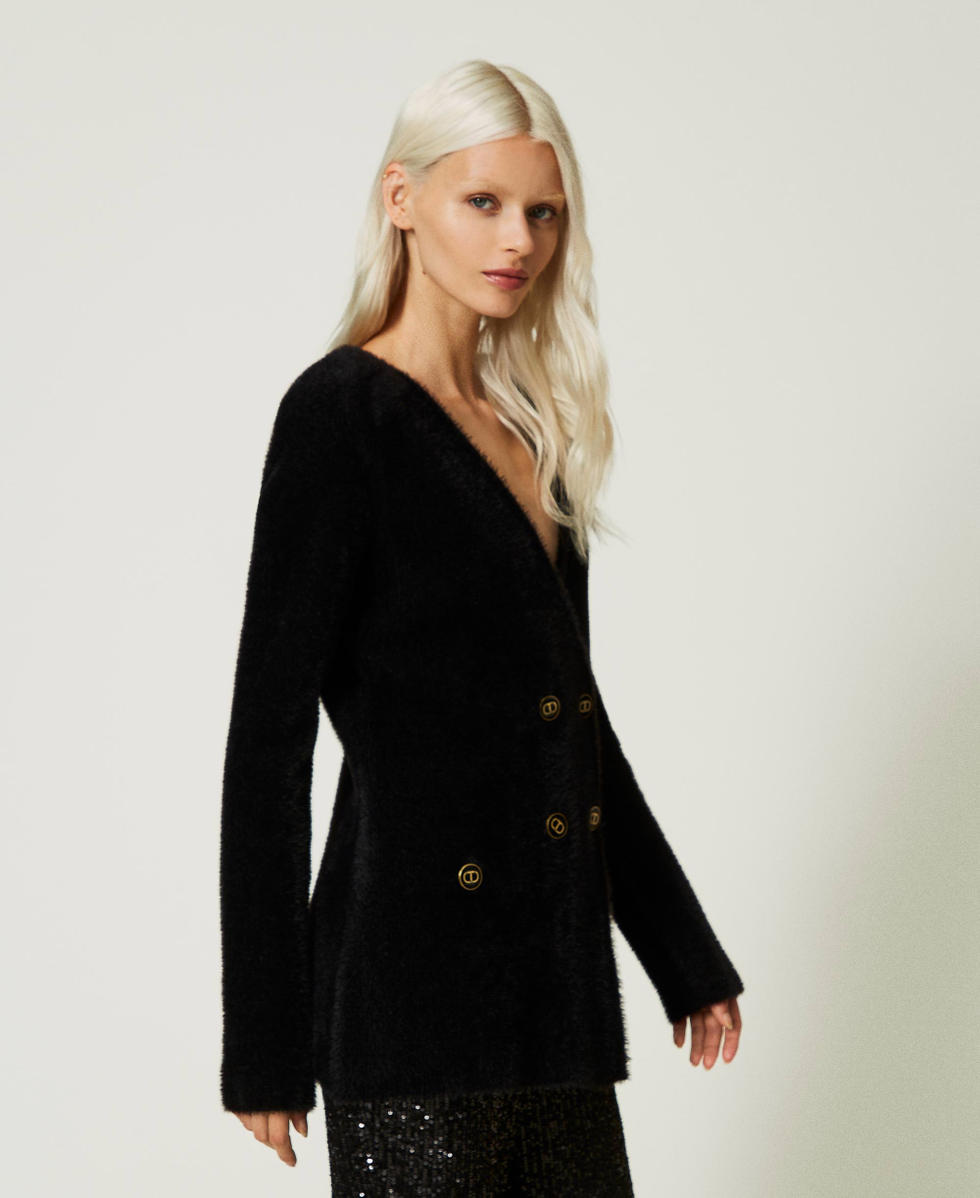 Pique jacquard knit blazer