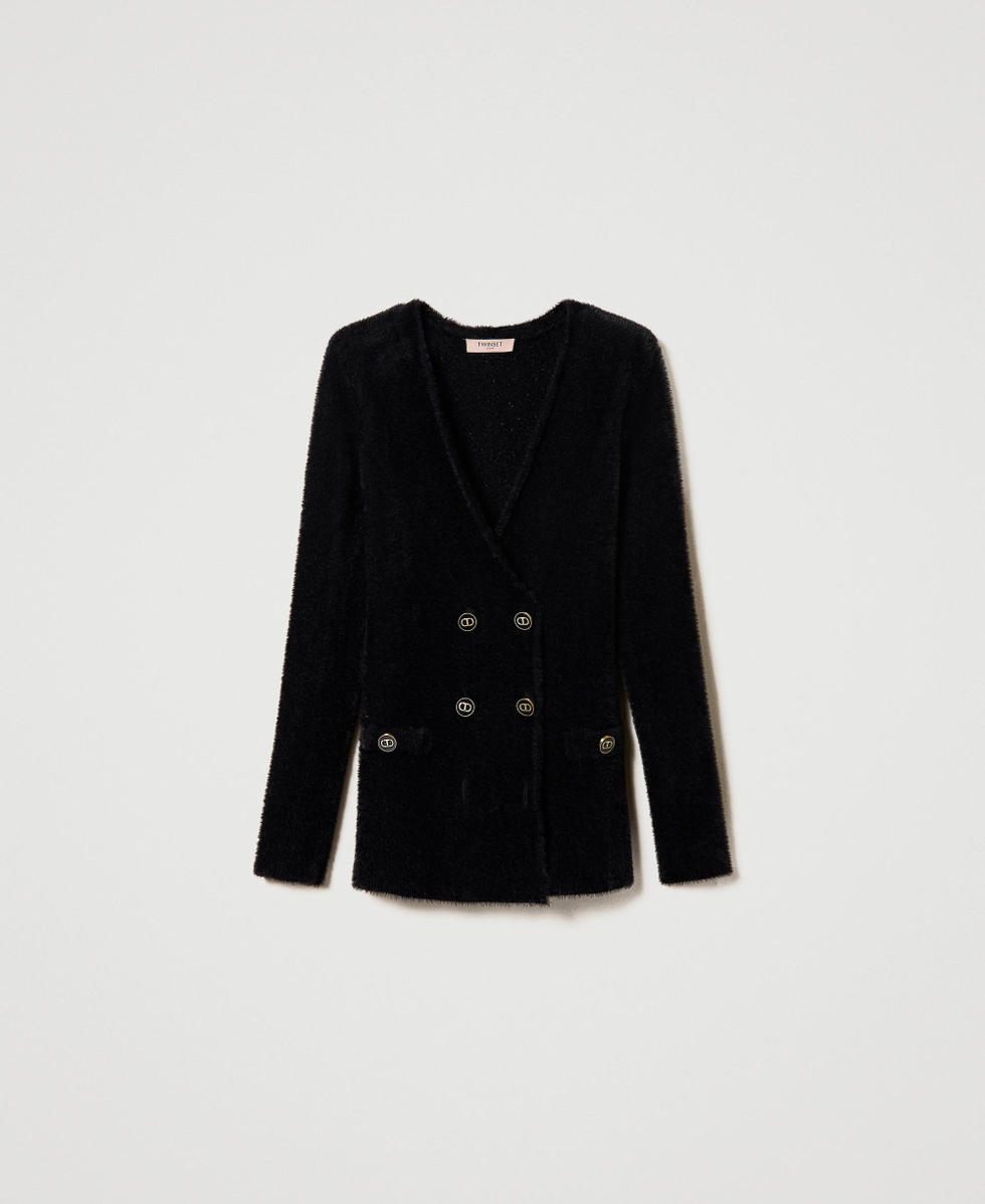 Pique jacquard knit blazer