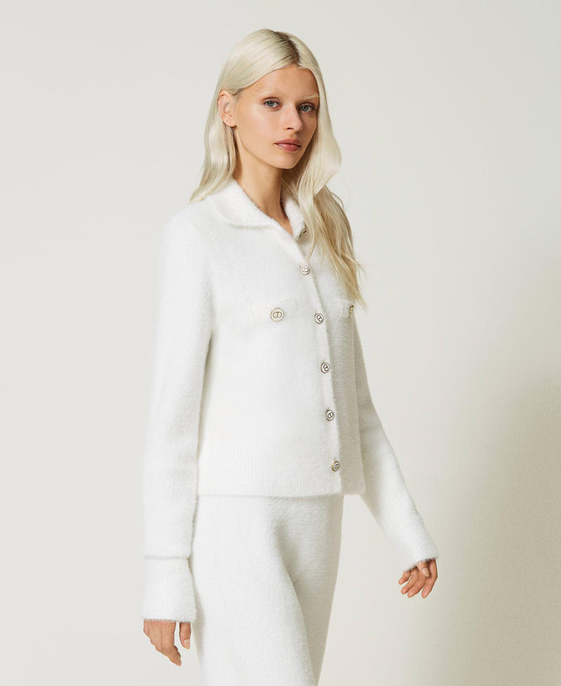 Pique jacquard short knit jacket White Snow Woman 232TT3181-02
