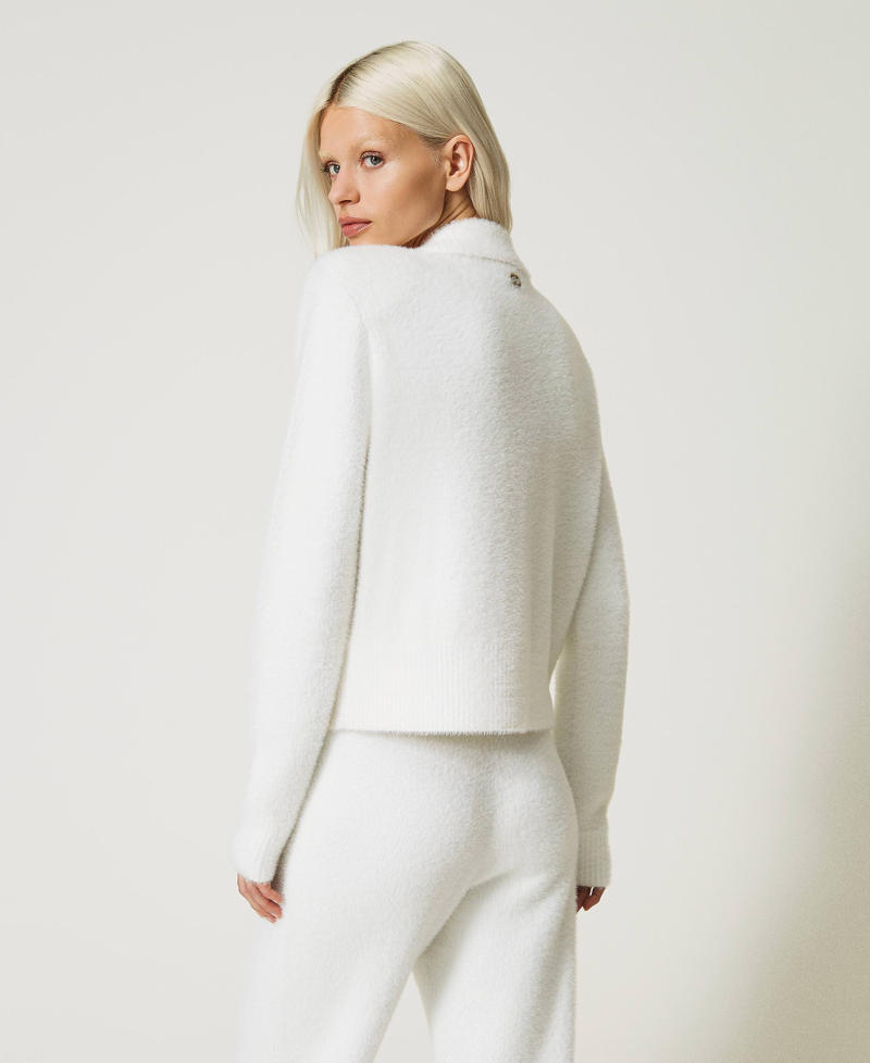 Pique jacquard short knit jacket White Snow Woman 232TT3181-03