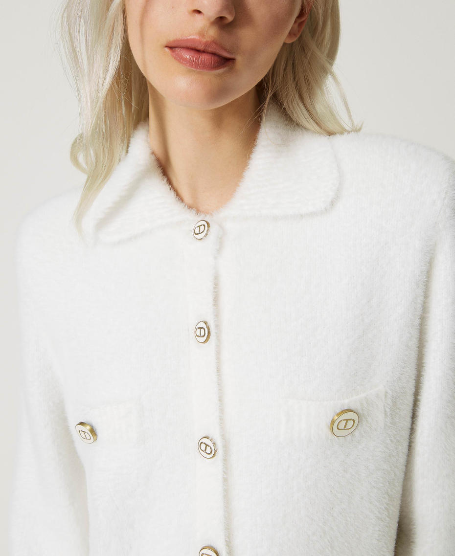 Pique jacquard short knit jacket White Snow Woman 232TT3181-04