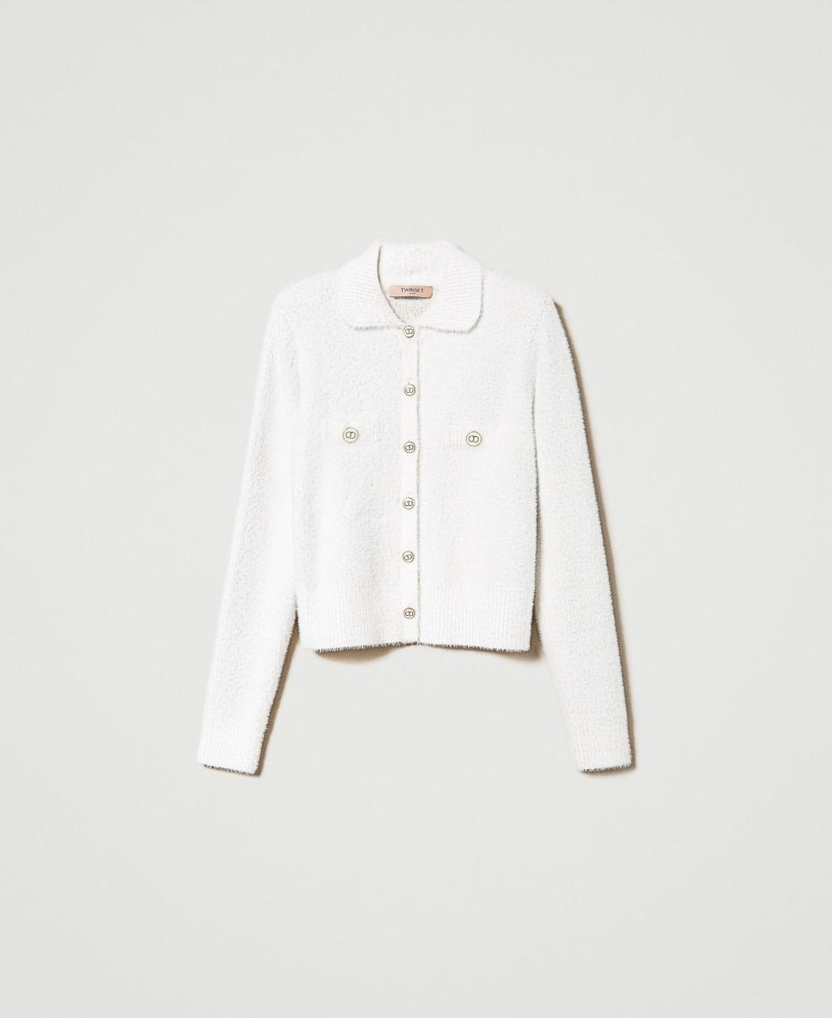 Pique jacquard short knit jacket White Snow Woman 232TT3181-0S